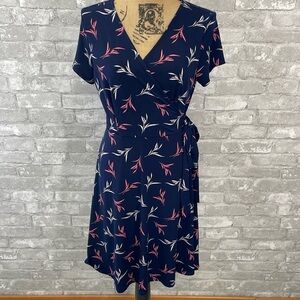 Kaileigh Navy Arnett Faux Wrap Knit Dress